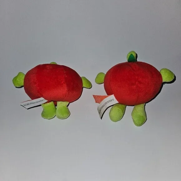 2 Gitzy Plush Rattle Lot 4" Stuffed Baby Toy Red Tomato? Apple? Fruit Vegetable